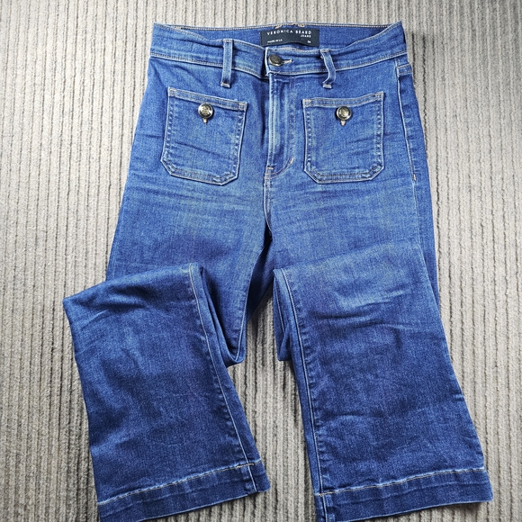 Veronica Beard Denim - Veronica Beard Jeans Carson Ankle Flare High Rise Tide Down Women's 26